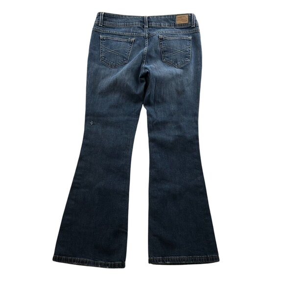 Aeropostale Womens Hailey Flare Jeans Size 9/10 Short Blue Dark Denim Y2K Casual - Picture 2 of 16